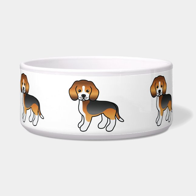 Écuelle Tricolor Cartoon Beagle race Chiens (Devant)