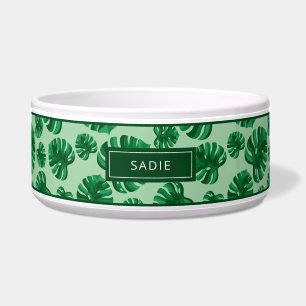 Écuelle Tropical Green Monstera Palm Feuilles & Nom person
