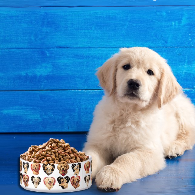 Écuelle Valentine Golden Retriever Chien bol (Charming Valentine Golden Retriever Dog bowl)