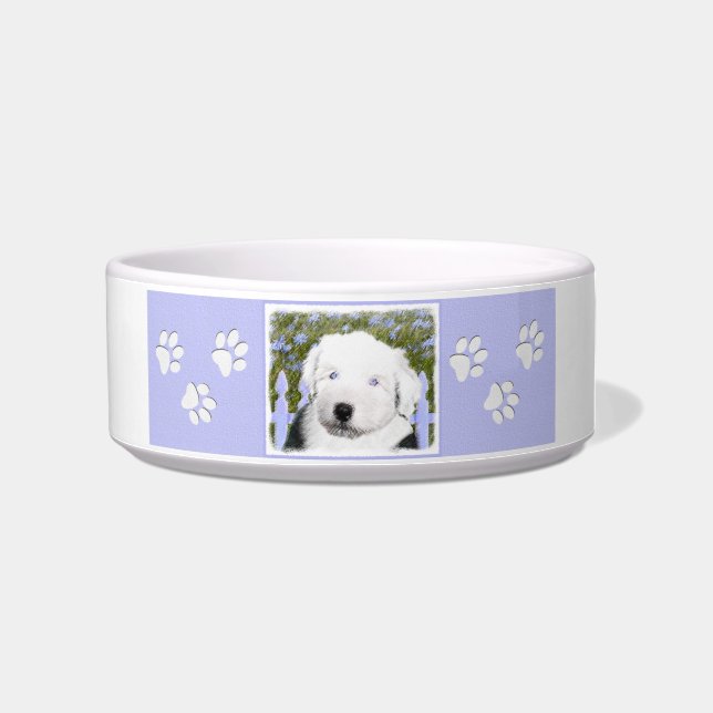 Écuelle Vieux anglais Sheepdog Puppy Peinture - Chien Art (Droite)