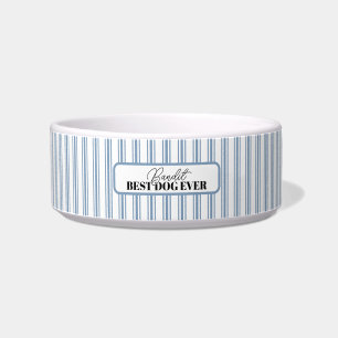 Écuelle Vintage Fermière Bleu À Tiques À Rayures Animal De