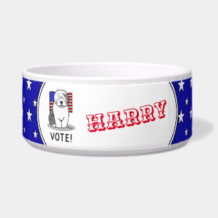 Écuelle Votez ! Vieux anglais Sheepdog Grey 1 mignon polit