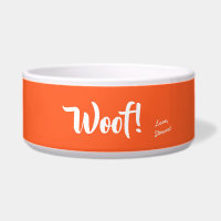 Woof Cute Text Orange & Blanc Personnalisé Animaux