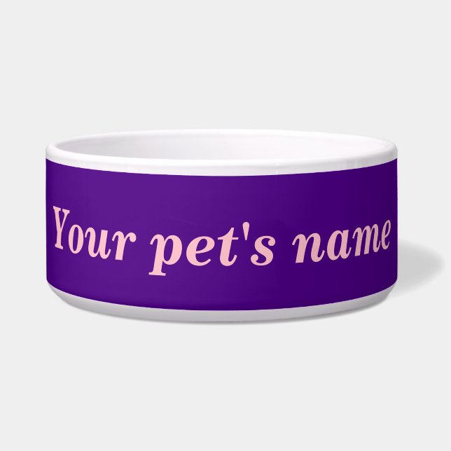 Écuelle Your Pet’s Name With Purple Background on Pet Bowl (Devant)