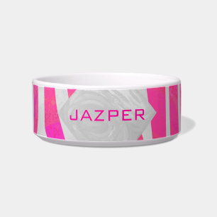 Écuelle Zebra Hot rose et blanc avec Monogramme