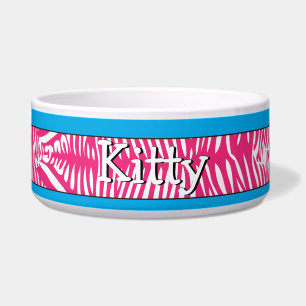 Écuelle Zebra Skin Personnalisé Kitty Chat Bowl Aqua Trim