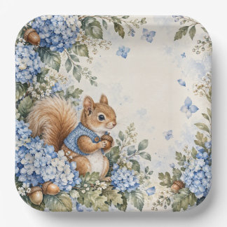 Écureuil assiette en papier carré