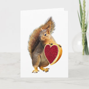 Écureuil avec boîte à bonbons de coeur Carte Saint