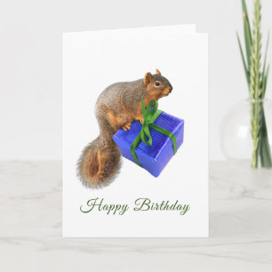 Écureuil avec carte cadeau d'anniversaire
