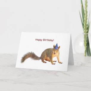 Écureuil avec carte d'anniversaire du Casquette ét