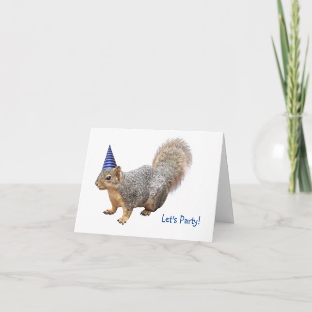 Écureuil avec Casquette de fête Carte d'anniversai (Devant)
