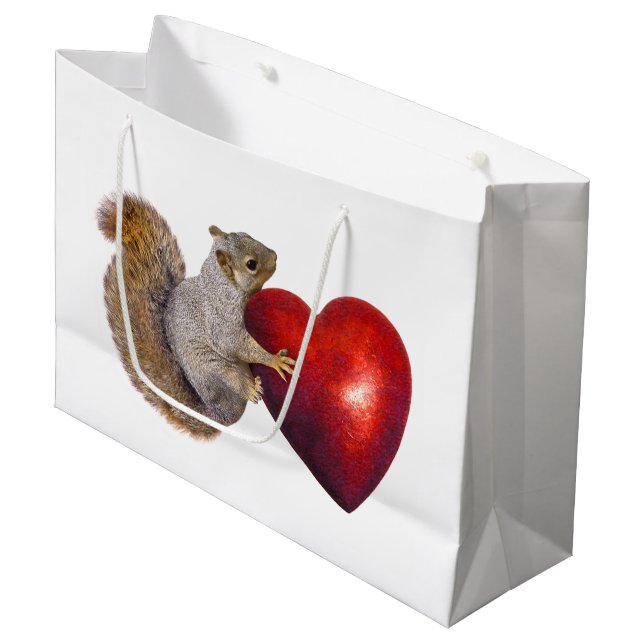 Écureuil avec le grand sac rouge de cadeau de (Devant Angle)