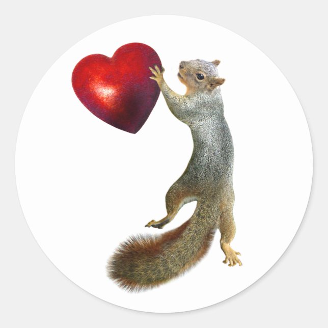 Écureuil avec Sticker de Coeur Rouge (Devant)