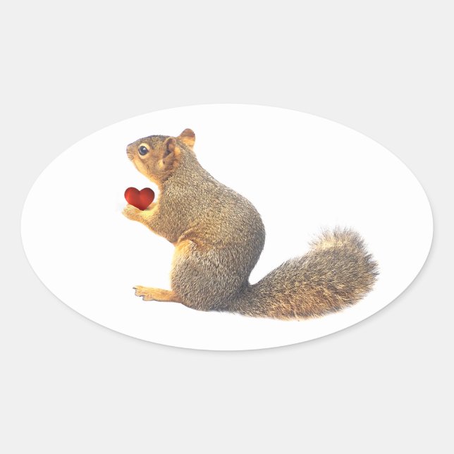 Écureuil avec Stickers Coeur Rouge (Devant)