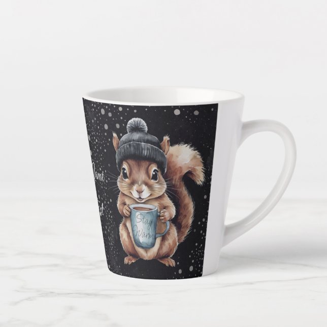 Écureuil avec tasse et neige "Stay Warm" (Droite)