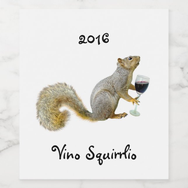 Écureuil avec vin Étiquettes (Étiquettes simples)