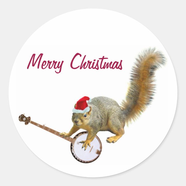 Écureuil de Noël avec Sticker Banjo (Devant)