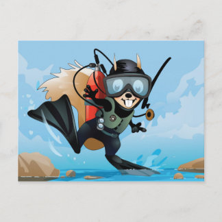 écureuil en incubation sur carte postale de vacanc