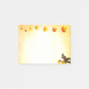 Écureuil et feuilles d'automne Post-it