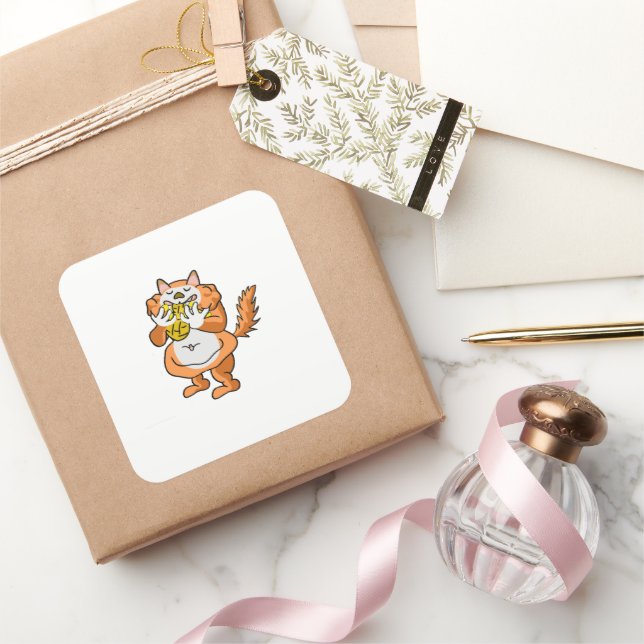 Écureuil mangeant un autocollant d'arachide (Cadeaux)