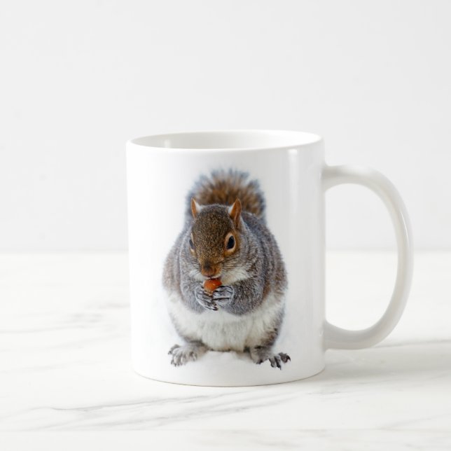 Écureuil mignon Manger une noix Photo Café Mug (Droite)