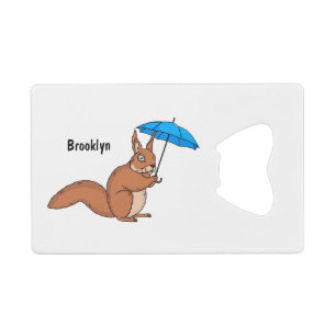 Écureuil rouge mignon avec dessin animé parapluie