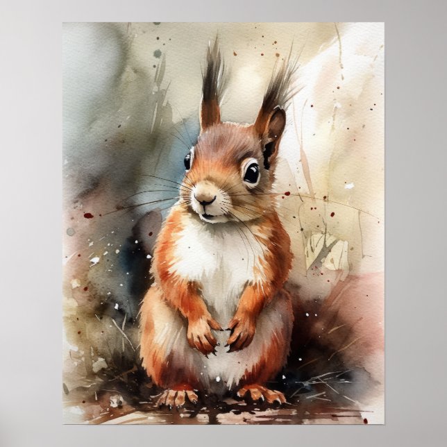 Écureuil Woodland Animal Art Imprimer Poster (Devant)