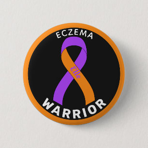 Eczema Warrior Ribbon Black Button