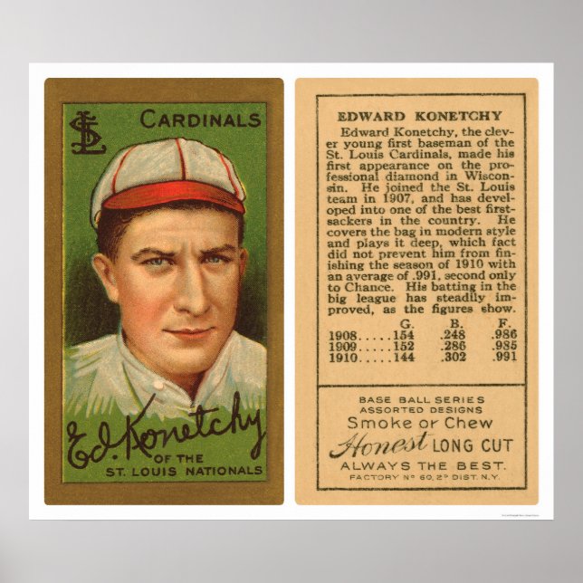 Ed Konetchy Kardinals Baseball 1911 Poster (Vorne)