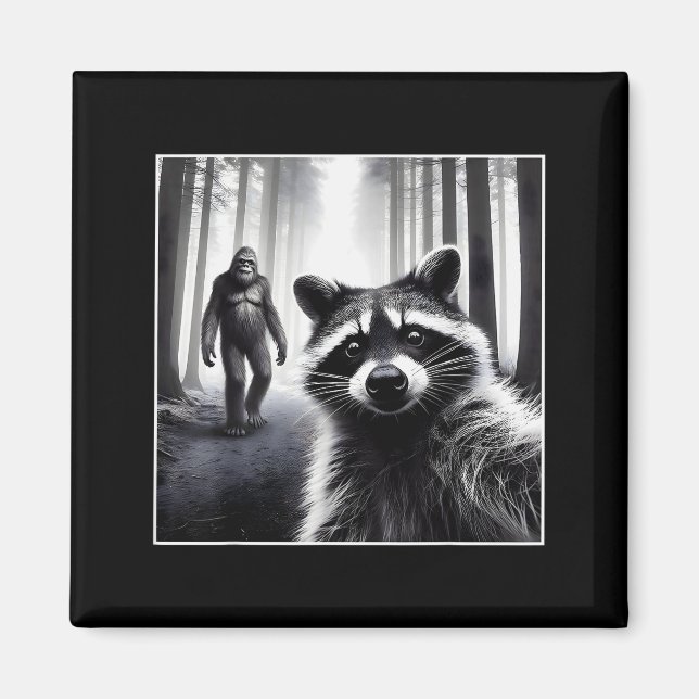 Ed Raccoon Selfie With Sasquatch Bigfoot Funny Rac Magnet (Vorne)