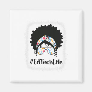 Ed Tech Black Afro Messy Bun African American Wome Magnet