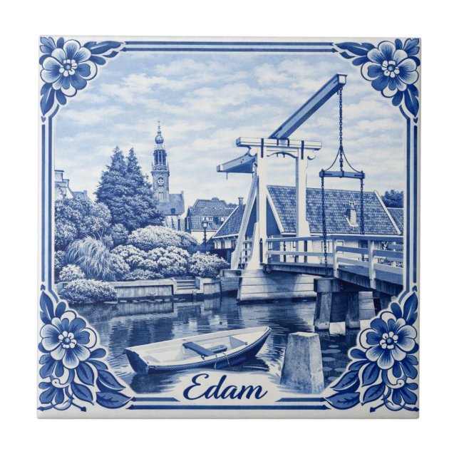 Edam Delft Blau stil Keramikfliese (Vorderseite)