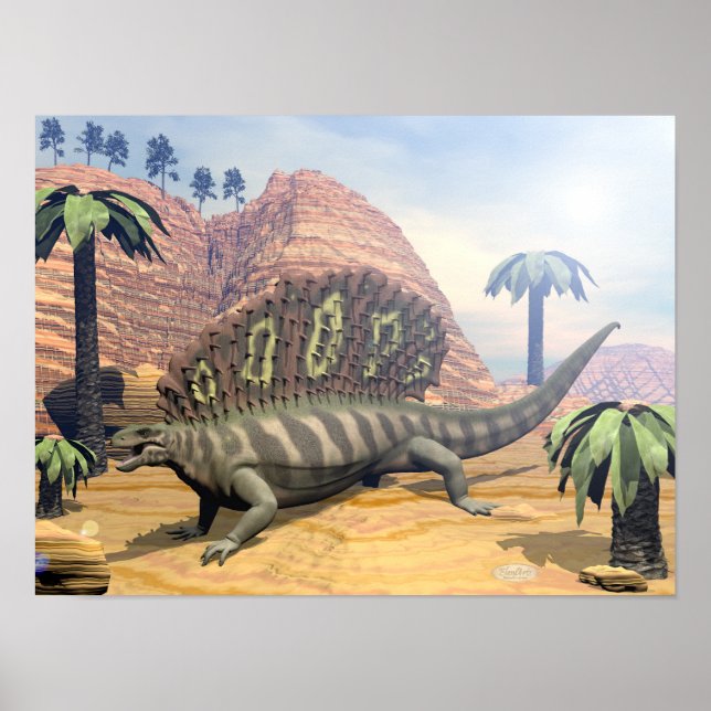 Edaphosaurus dinosaur - 3D rendern Poster (Vorne)
