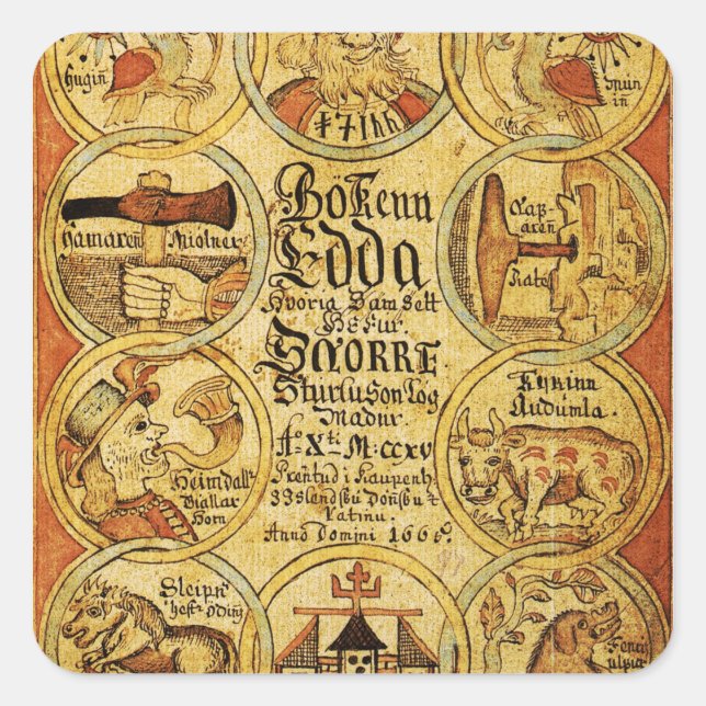 Edda Norse Mythology Quadratischer Aufkleber (Vorderseite)