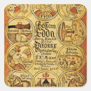 Edda Norse Mythology Quadratischer Aufkleber