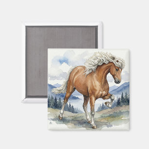 Edda Silver bay Isländisches Pferd in den Bergen S Magnet
