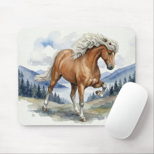 Edda Silver Bay Isländisches Pferd in den Bergen S Mousepad