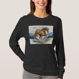 Edda Silver Bay Isländisches Pferd in den Bergen S T-Shirt
