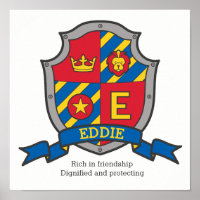 Eddie Boys Name bedeutet heraldry Schild Poster