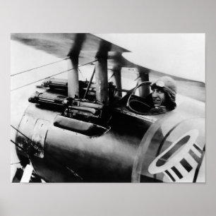 Eddie Rickenbacker in seinem SPAD Doppeldecker - Poster
