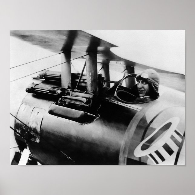 Eddie Rickenbacker in seiner SPAD-Biplane - WW1 Poster (Vorne)
