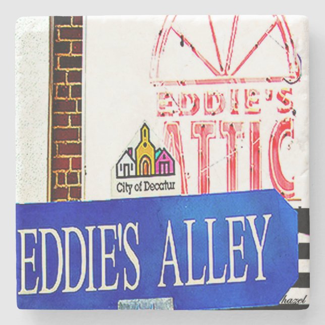 Eddie's Attic Untersetzer, Eddie's Attic Decatur, Steinuntersetzer (Vorderseite)