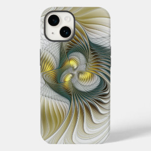 Edel Golden Türkis Abstrakt Fantasy Fraktal Kunst iPhone 14 Hülle