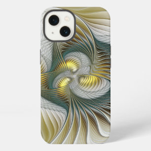 Edel Golden Türkis Abstrakt Fantasy Fraktal Kunst iPhone Hülle