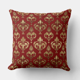 Edel Rot und Gold Herzchen Valentine's Damask Kissen
