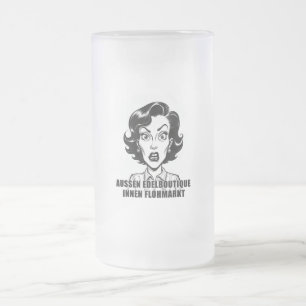 Edelboutique außen, innen Flohmarkt-Charakter Mattglas Bierglas