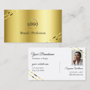 Edelgold mit schimmernden Linien Logo und Foto Visitenkarte