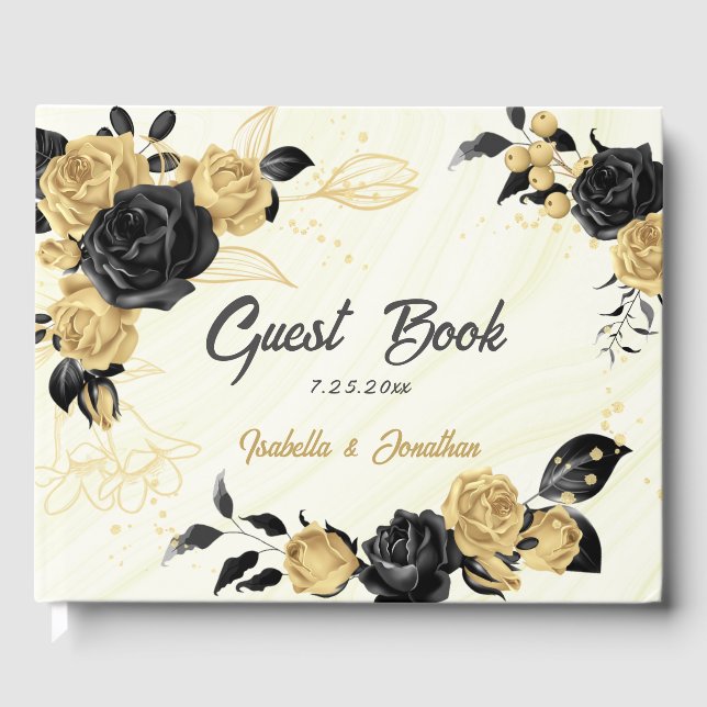 Edelgold und schwarze Blume Gästebuch (Vorderseite)