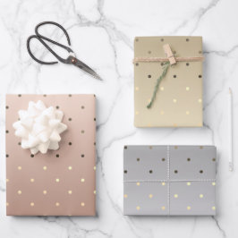 Edelgolddots aus Silber und Rose Geschenkpapier Set