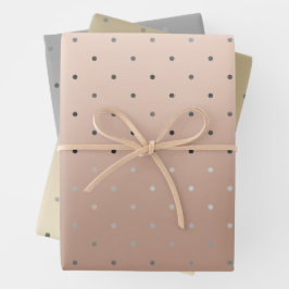 Edelgolddots aus Silber und Rose Geschenkpapier Set